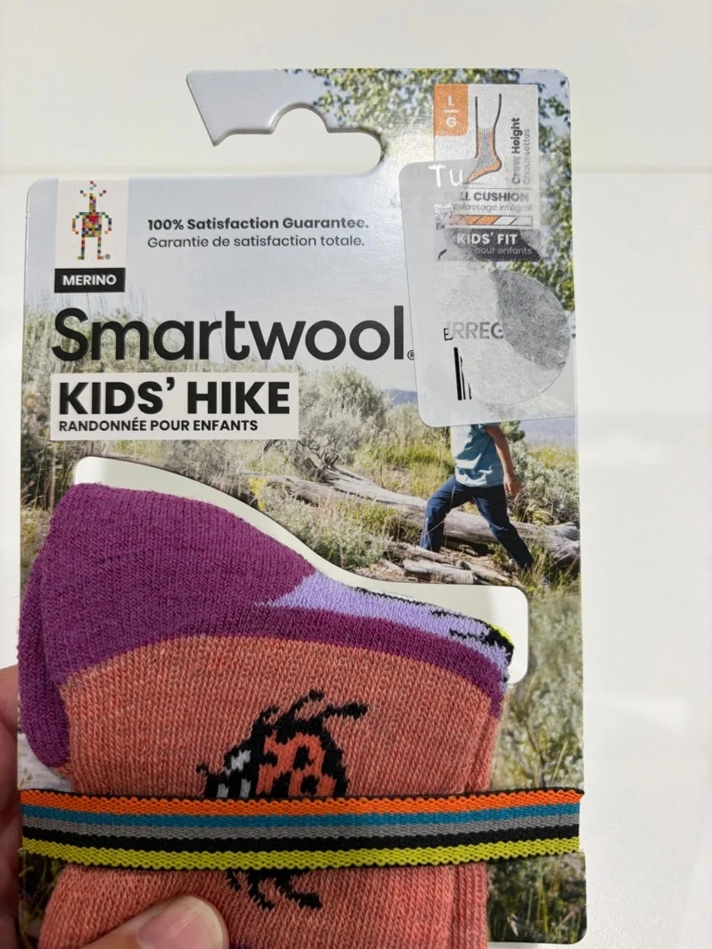 SmartWool Boys Girls Kids Large Garden Bugs Full-Cushion Hiking Socks Purple NWT